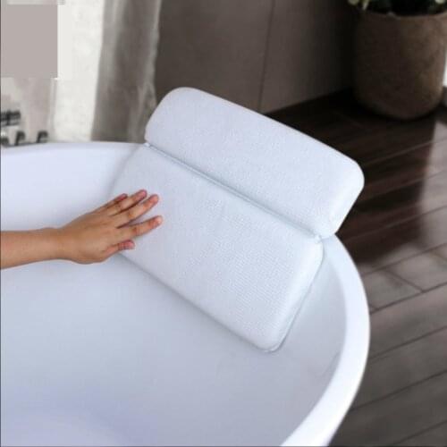 Simple Solid Color PVC Foam Sponge Bathroom Pillow with Suction Cup Headrest Bathroom Pillow