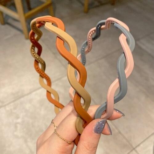 Solid Color Women Hair Hoop Plastic Non-slip Twist Matte Headbands For Women Girl Hair Band Hair Accessories Anti-slip Hair Hoop