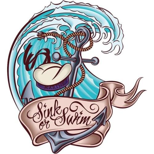 Creative Cartoon Decals Cute Sink or Swim Animal Ocean PVC Waterproof Scratches Decoration Car Sticker KK Vinyl