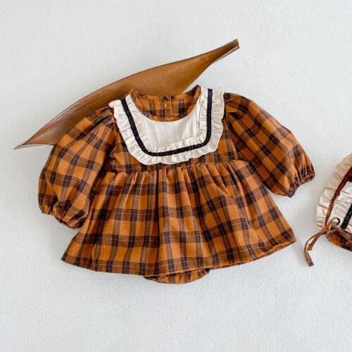 Autumn Newborn Infant Baby Girl Ruffle Plaid Romper Long Sleeve Jumpsuit One Piece Outfits Sunsuit Toddler Girl Clothes Outfit