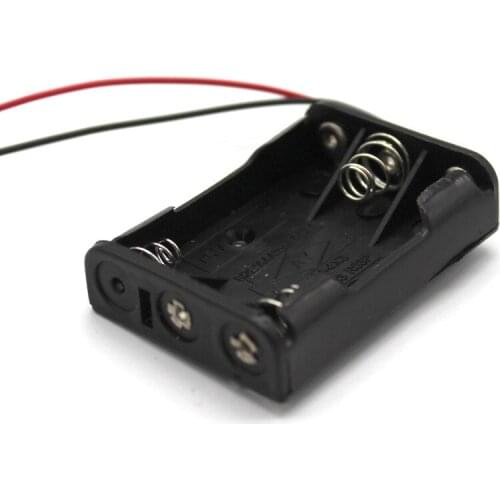 Plastic AAA Battery Holder Storage Box Case 3 slots For 3 x AAA With Wire Leads Black Batteries Storage Case