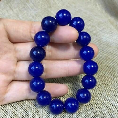10mm Natural Blue Jade Round Beads Stretchable Bangle Bracelet