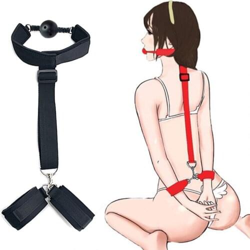 Sex Fetish Mouth Ball Gag with Strap Hand Cuffs Adult Games Bondage Sex Toys for Couples Restraints XN0036