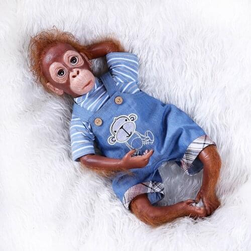 21 Inch Baby reborn Monkey silicone Doll Toys Cloth Body realistic orangutans doll Cosplay Apes Boneca macaco children gift