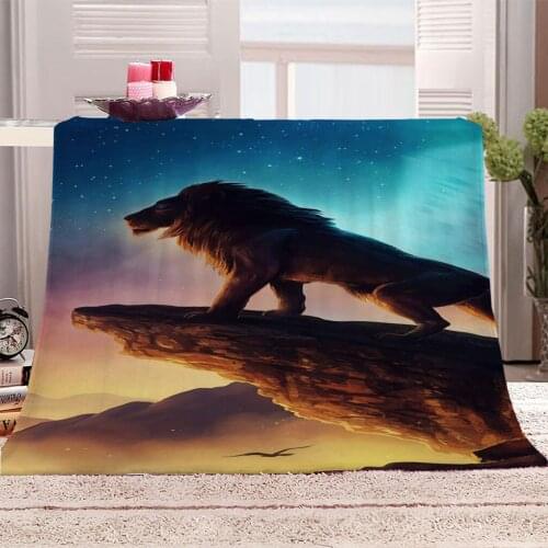 Lion Pattern Throw Blanket Super Soft and Cozy Flannel Feeling Blanket Perfect for Couch Sofa Bed Animal Blanket 150x200CM