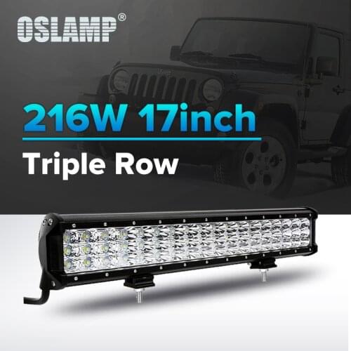 Oslamp 17" 216W 3-Row Offroad LED Light Bar Combo Beam Driving Lamp 12v 24v Led Work Lights Truck SUV ATV 4WD 4x4 Car Led Bar