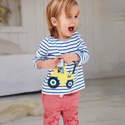 Spring Toddler Boys Girls Clothes Sets Kids Cartoon Excavator Cotton T Shirts+ Pants 2 Pcs Suit Baby Girls Sets Costumes Outfit