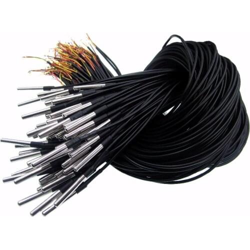 10PCS Waterproof 18B20 temperature probe temperature sensor Stainless steel package -100cm wire (DS18B20)