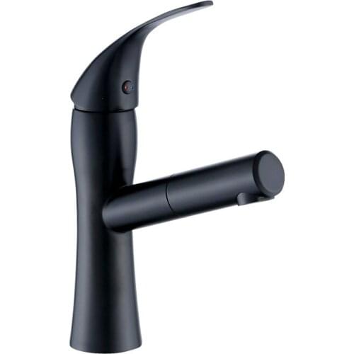 Pull Out Bathroom Basin Sink Faucet Hot Cold Water Mixer Tap Black Faucets Crane with Spray Tall Bathroom Faucet