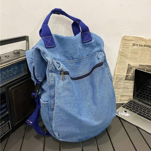 High Quality Denim Women Backpack Fashion Large Capacity Backpack Bags For Women 2021 Girls Backpacks Casual Style bolso mujer