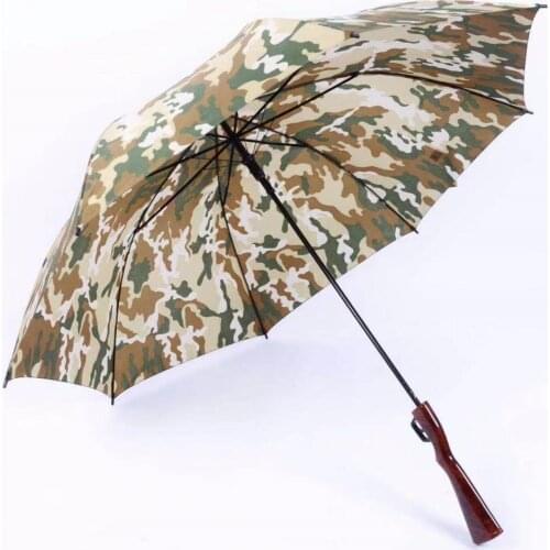 Rifle imitation wooden(plastic) handle gun umbrella sunscreen anti-thunder windproof fiberglass camouflage military long parasol