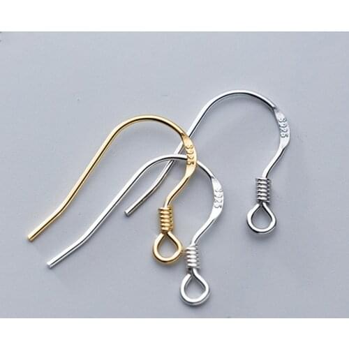2pairs 100% 925 Sterling Silver Earring Hooks Dia 0.6mm 0.65mm 0.7mm Women Silver Wire Ear Clasp Connectors DIY Jewelry Findings