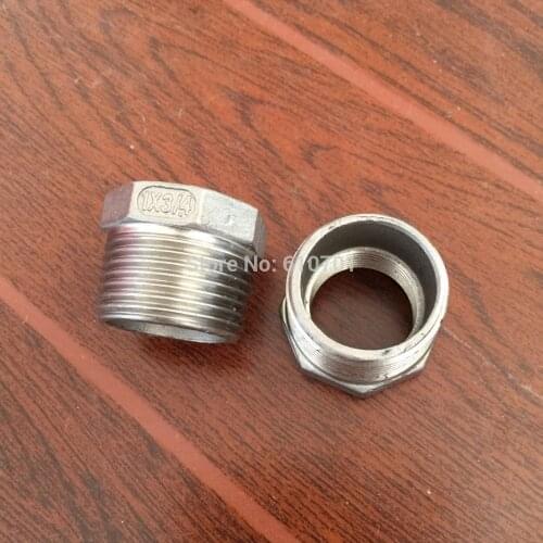 2pcs 1" Male x 3/4" Female Thread Reducer Bushing M/F Pipe Fitting SS 304 BSP