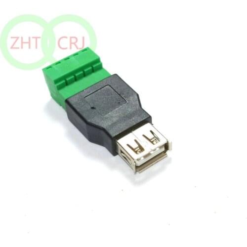 20 Pcs USB 2.0 Type A Female TO 5 Pin Screw with Shield Terminal Plug Adapter New