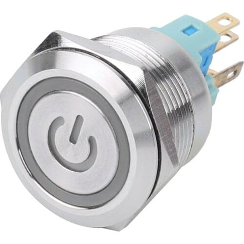 22mm Power mark brass Push Button Switch waterproof switch with illumination Latching button 6pin terminal locking 22HXDY.S.K6