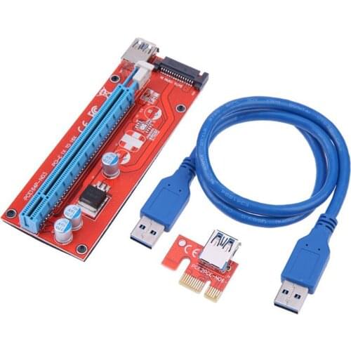 60Cm PCEI64P-N03 007S PCI-E Extender Riser Card PCI Express 1X To 16X Raiser Board USB 3.0 Cable Sata Power Cord For BTC Mining