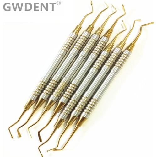 7pcs Dental Composite Resin Filling Spatula Titanium plated Head Resin Filler Set thick handle Restoration set Dental Instrument