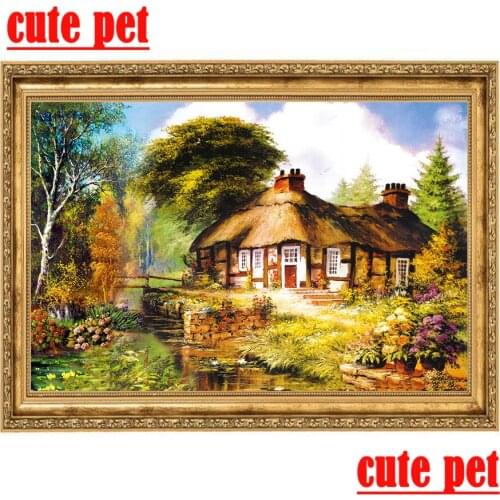 Cute pet rural Full Square,Round Diamond Painting Village scenery Mosaic Embroidery Cross Stitch Home Decor gift 100% Resin