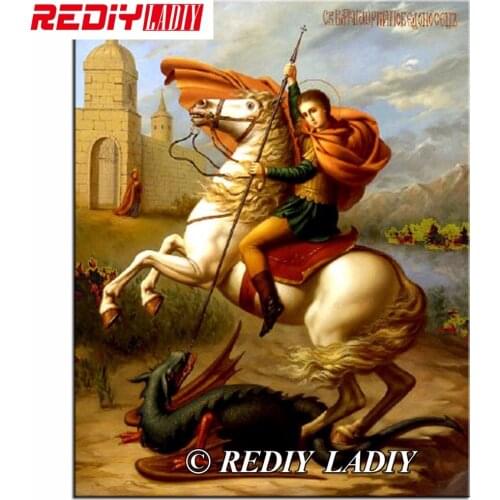 5D Round Diamond Painting Cross Stitch Kits Full Diamonds Embroidery George Icons Home Decoration Mosaic Pictures of Rhinestones