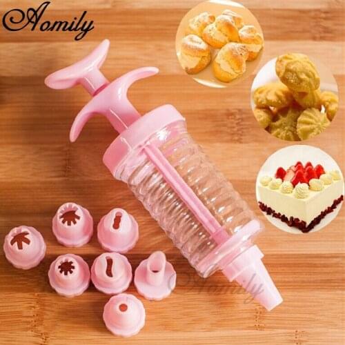 Aomily 8pcs/Set Food Grade Plastics Cream Jam Nozzles Pastry Tool with Transverter Kitchen Bakery Cake Baking Decorating Tools