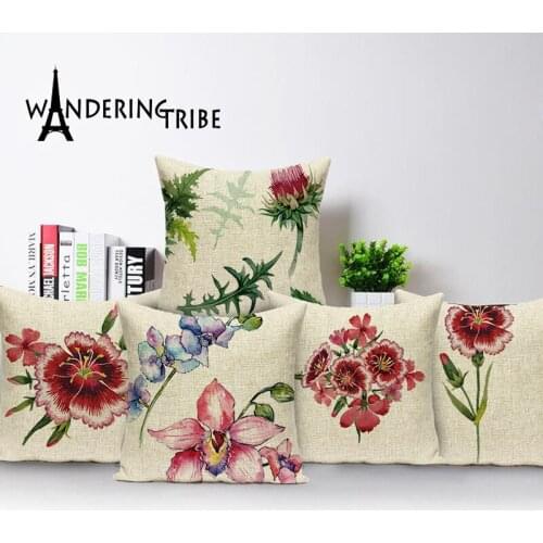 Farmhouse Decor Throw Pillow Covers Shabby Chic Linen Kissen Flower Cushion Case Sofa Car Home Decor 45*45Cm Custom Pillowcase