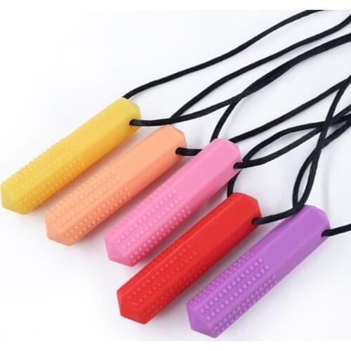 Baby Silicone Teether Kids Chew Necklace Sensory Chewy Pendant Teething Toys for Autism ADHD Special Needs
