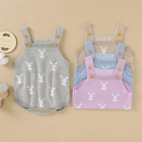 0-18Months Infant Newborn Baby Girls Boys Easter Bunny Crochet Knit Sweater Romper Bodysuit baby outfit Skin-friendly soft M4