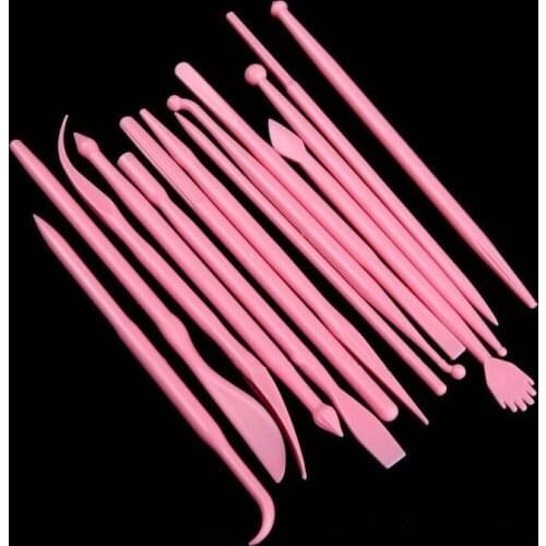 DIY 14pcs Fondant Flower Carving Tools Plastic Clay Sculpture Set Carving Sculpture Plastic Shaper Polymer Modeling Clay Tool