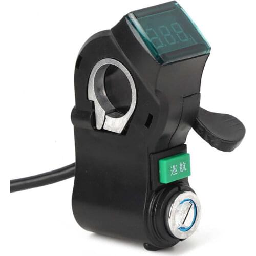 Electric Bicycle E-bike Handlebar Throttle Accelerator Grip Electric Scooter Thumb Throttle with Key Lock Switch LCD Display