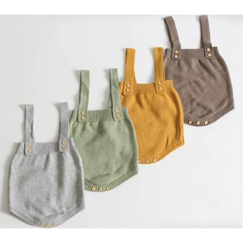 Newborn baby boys romper autumn winter warm cotton knitted jumpsuit for girls cotton knitted overalls children suspender pants