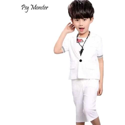 Summer Baby Suit blazer + Pants Wedding Flower Boy Formal Dress White Child Clothing Set Soft And Comfortable Sets F118
