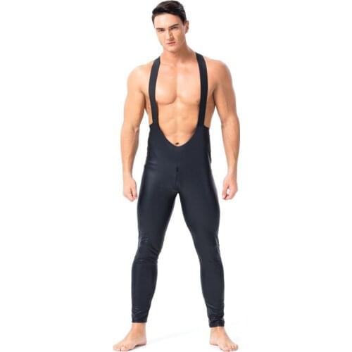BDSM Gay Latex Lingerie Sissy Pants Patent Leather Fetish Men Polo Dance Rompers Erotic Male Underwear for Stage Club Party