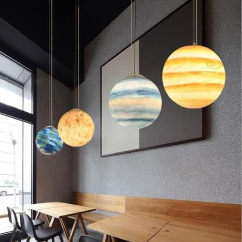 Nordic Postmodern Restaurant Bedroom Lunar Chandelier Balcony Hotel Individual Children Lunar Planet Chandelier