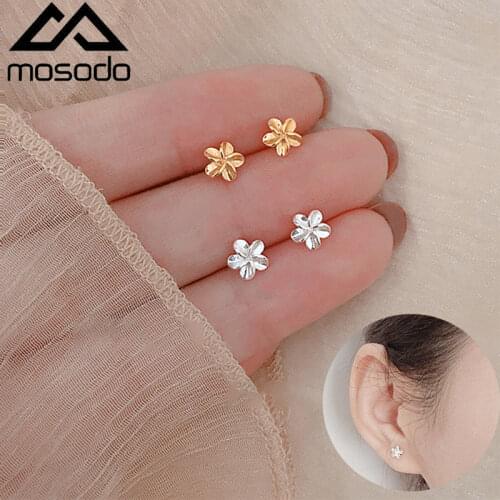 Mosodo 2.5mm Small Earrings Flower Butterfly Little Animal Ear Studs Female Gold Wings Crown Ear Ornament