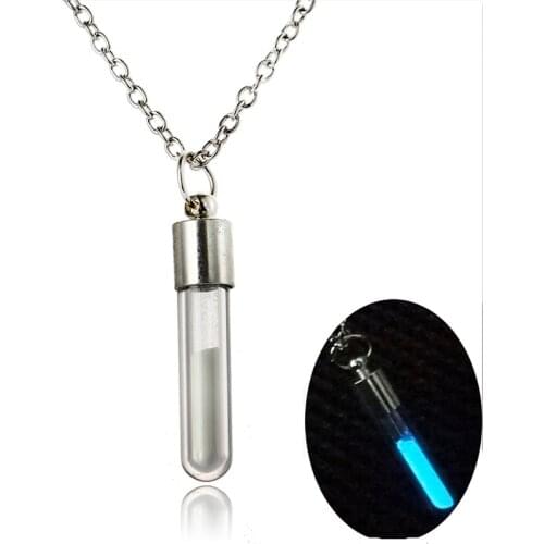 2020 fashion Glow In The Dark Necklace Glass Pendant Necklace yellow blue Women Halloween Hollow Luminous Stone Pendant Necklace