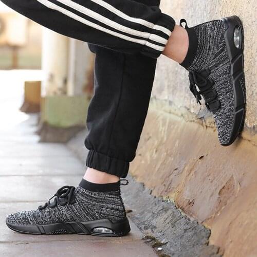 New Tenis Masculino Mens High Top Sock Sneakers Men Slip on Air Cushion Running Shoes Mens Shoes Casual Breathable Sports Shoes