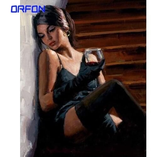 ORFON 40x50cm DIY Oil Paint By Numbers Elegant woman Frameless Handpaint Painting By Numbers On Canvas Home Decor Gift