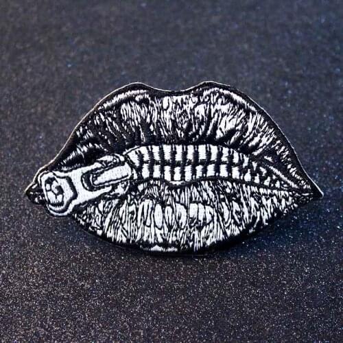 Lips Patch Hippie Embroidered Patches For Clothes Punk Rock Patches On Clothes Skull Biker Sticker Iron On Patch Badge On Jacket