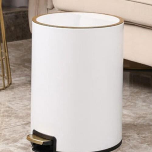 Nordic quiet slow drop light luxury trash can stainless steel with lid poubelle home living room upscale kitchen large lixeira