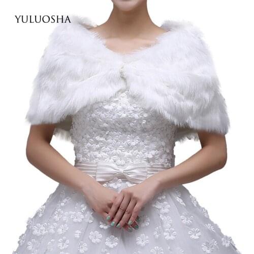 YULUOSHA Autumn Winter Bride Warm Wool Shawl Wedding Bridesmaid Dress Plush Shawl Imitation Rabbit Plush Scarf Bridal Wraps