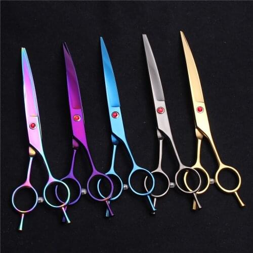 8" 21cm JP 440C Customize Logo Professional Pets Hairdressing Shears Scissors For Dog Grooming Down Curved Cutting Shears C4003