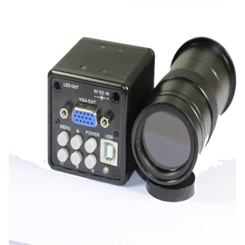 2 in 1 USB VGA outputs CCD CMOS Industrial microscope Camera+100X C-Mount lens for bga IC phone pcb