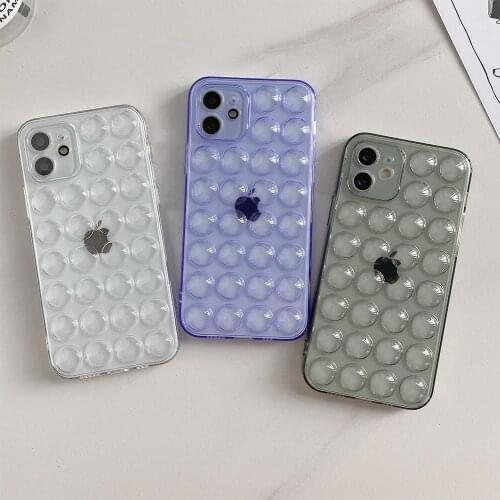 3D Transparent Pop Bubble Reliver Stress Phone Case for iPhone 11 12 Pro Max XS X XR 7 8Plus Airbag Soft Silicone Cover