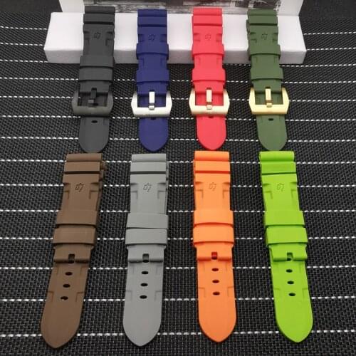 24mm 26mm Waterproof Silicone Rubber watchband Replace For Panerai strap for Panerai Submersible Radiomir Sport Rubber Strap