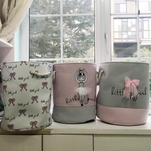 Pink Laundry Basket Organizer Toys Organizer Case For Girls Room Dirty Clothes Container Home Storage Sundries Folding Bag