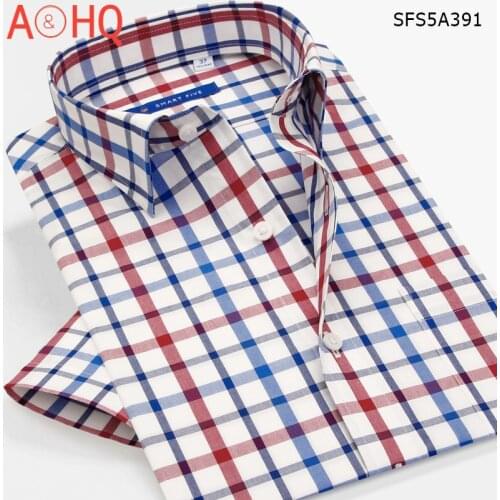 Smart five Shirts Men Summer Plaid Shirt Male Camisa Masculina Business Casual Cotton Slim Short Sleeve Shirt Plus Size 5XL 6XL