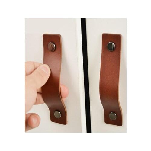 Artificial leatherLeather Dresser Handle Drawer Knob Pulls Door Handles Black Gold Silver Gun Cabinet Knob Pulls Kitchen Hardwar