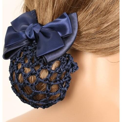 Stylish Floral Lace Satin Bow Barrette Lady Hair Clip Cover Net Tulle Bowknot Bun Snood Women Hairgrips Clips
