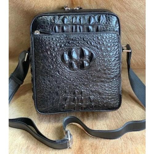 Authentic True Crocodile Leather Men Small Casual Flap Purse Messenger Bag Genuine Alligator Skin Male Single Cross Shoulder Bag
