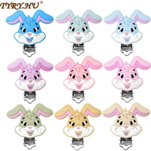 TYRY.HU 1PC Silicone Beads Cartoon Rabbit Animal Pacifier Clip DIY Baby Pacifier Chain Pendant BPA Free Eco-friendly Baby Toys